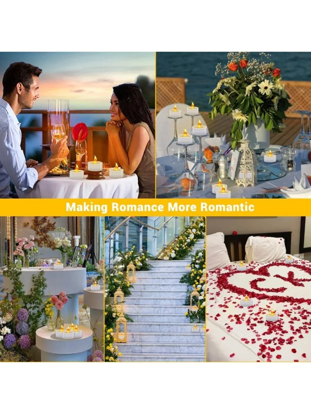 Battery Operated LED Tea Lights - Flameless Flickering Candles for Weddings